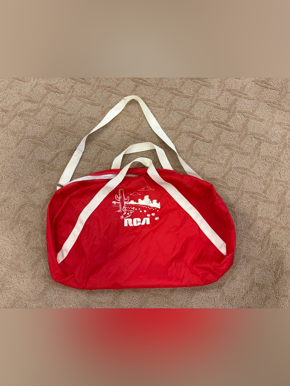 Vintage RCA Promotional Duffel Gym Bag Red White Retro Logo
